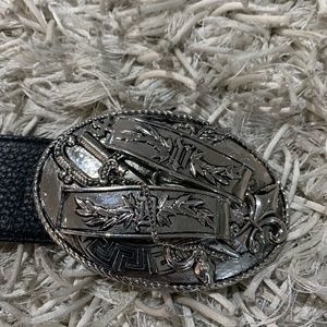 Versace Mens Belt with Unique Buckle
